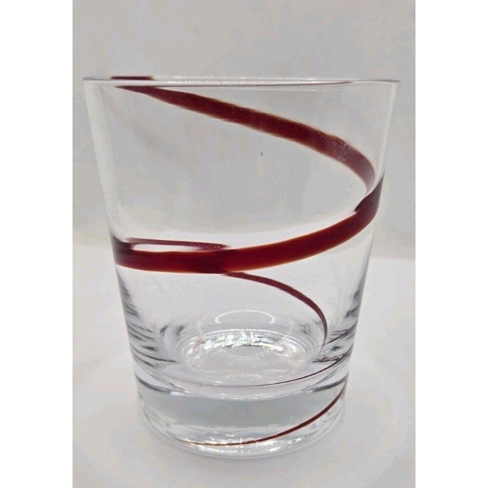 Beautiful Pier 1 SWIRLINE RED Double Old Fashion Glasses